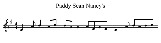 Paddy Sean Nancy's - staff notation