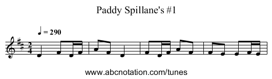Paddy Spillane's #1 - staff notation
