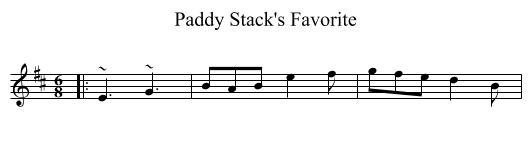 Paddy Stack's Favorite - staff notation