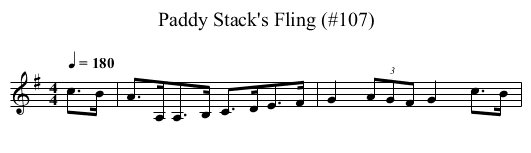 Paddy Stack's Fling (#107) - staff notation