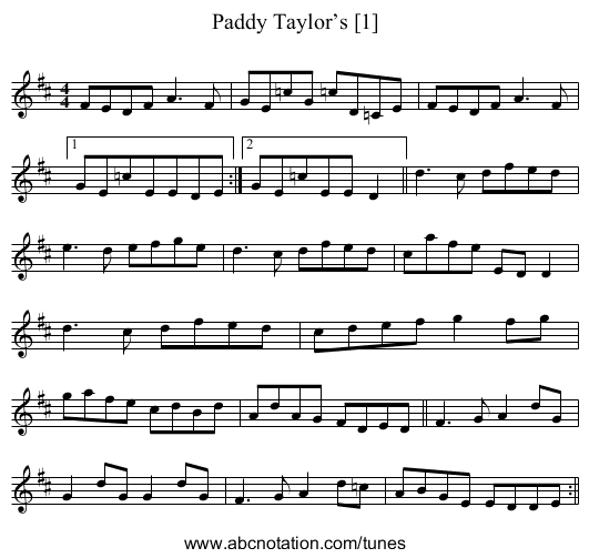 Paddy Taylor’s [1] - staff notation