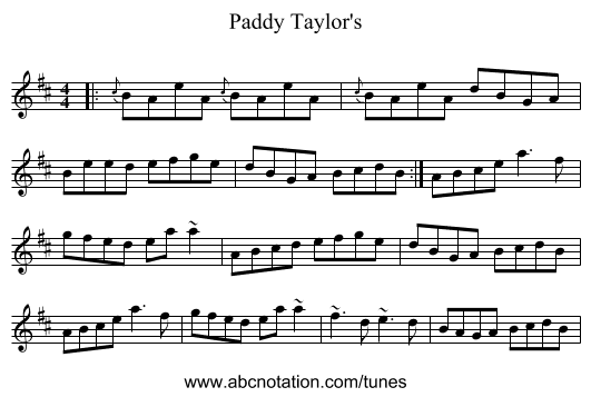 Paddy Taylor's - staff notation