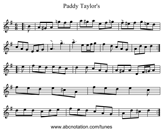 Paddy Taylor's - staff notation