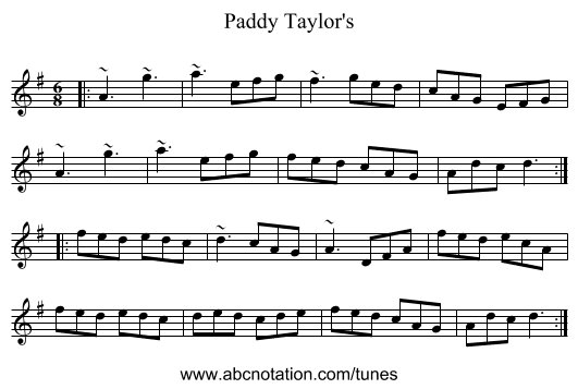 Paddy Taylor's - staff notation