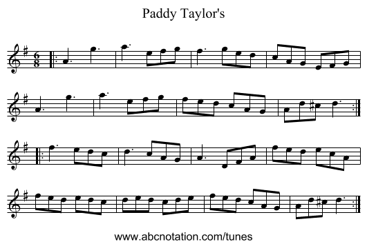 Paddy Taylor's - staff notation