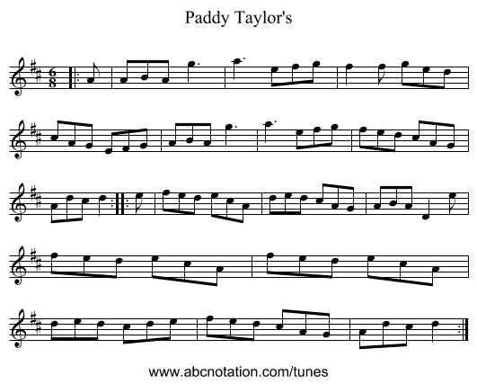 Paddy Taylor's - staff notation
