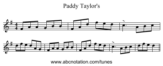 Paddy Taylor's - staff notation