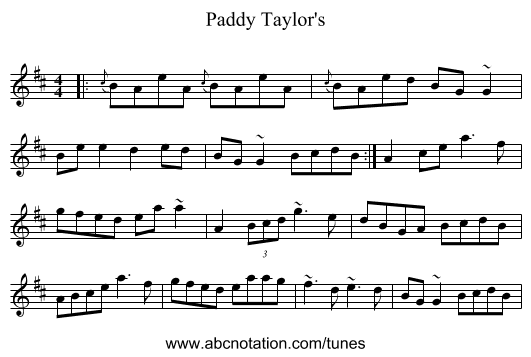 Paddy Taylor's - staff notation