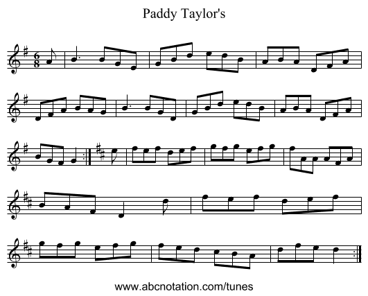Paddy Taylor's - staff notation