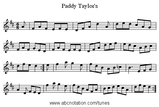 Paddy Taylor's - staff notation