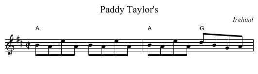 Paddy Taylor's - staff notation