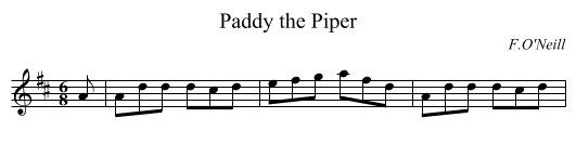 Paddy the Piper - staff notation