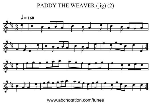 PADDY THE WEAVER (jig) (2) - staff notation