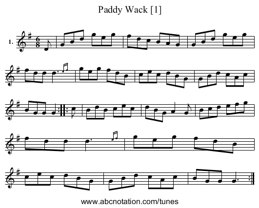 Paddy Wack [1] - staff notation