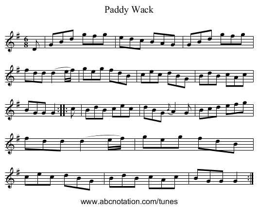 Paddy Wack - staff notation