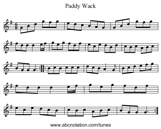Paddy Wack - staff notation