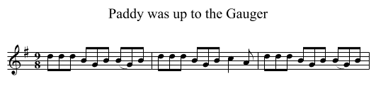 Paddy was up to the Gauger - staff notation