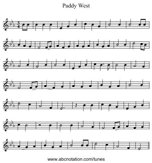 Paddy West - staff notation