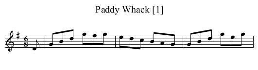Paddy Whack [1] - staff notation