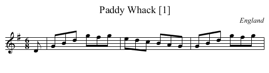 Paddy Whack [1] - staff notation