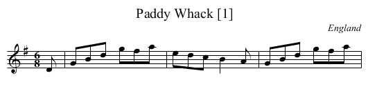 Paddy Whack [1] - staff notation