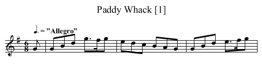 Paddy Whack [1] - staff notation