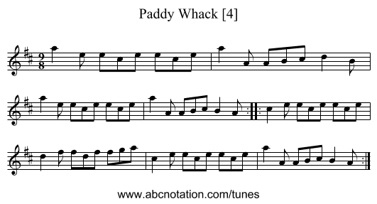 Paddy Whack [4] - staff notation
