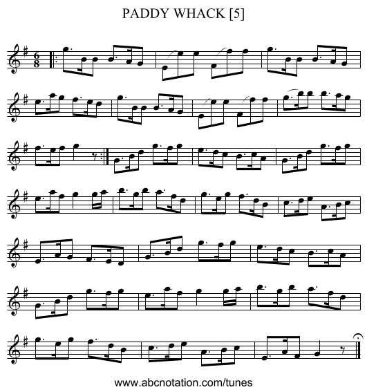 PADDY WHACK [5] - staff notation