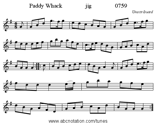 Paddy Whack                jig                0759 - staff notation