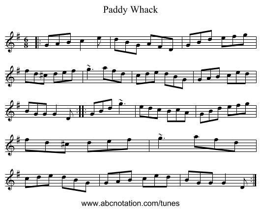 Paddy Whack - staff notation