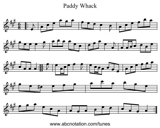 Paddy Whack - staff notation