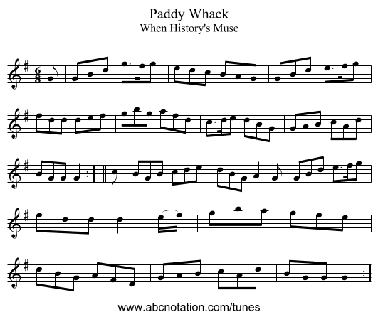 Paddy Whack - staff notation