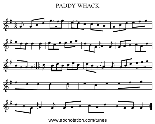 PADDY WHACK - staff notation