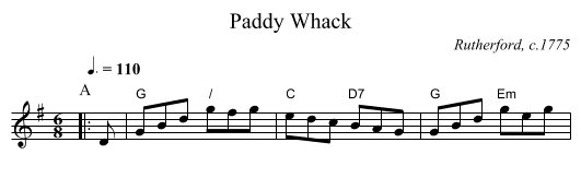 Paddy Whack - staff notation