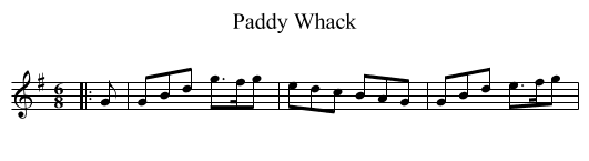 Paddy Whack - staff notation