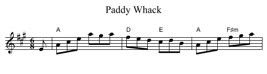 Paddy Whack - staff notation