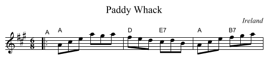 Paddy Whack - staff notation