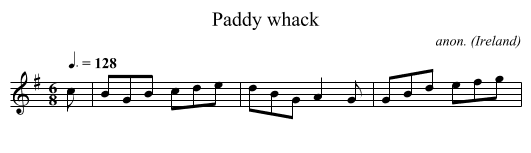 Paddy whack - staff notation