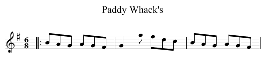 Paddy Whack's - staff notation