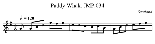Paddy Whak. JMP.034 - staff notation