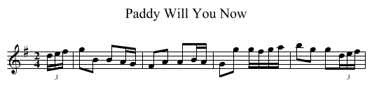 Paddy Will You Now - staff notation