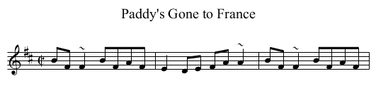 Paddy's Gone to France - staff notation