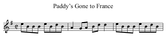 Paddy’s Gone to France - staff notation