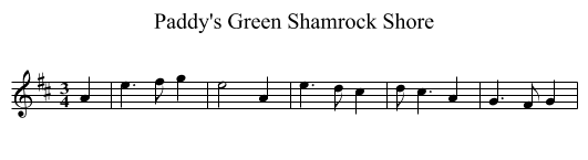 Paddy's Green Shamrock Shore - staff notation