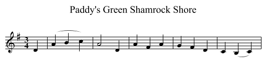 Paddy's Green Shamrock Shore - staff notation