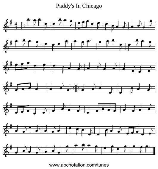 Paddy's In Chicago - staff notation