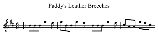 Paddy's Leather Breeches - staff notation