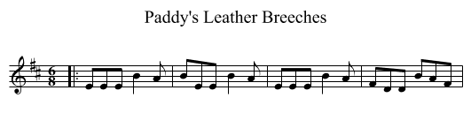 Paddy's Leather Breeches - staff notation
