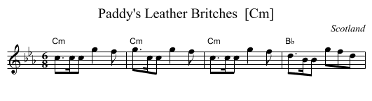 Paddy's Leather Britches  [Cm] - staff notation