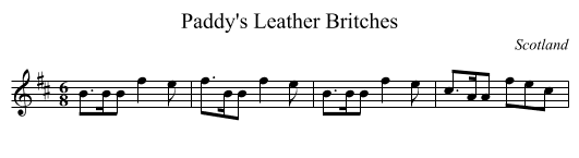 Paddy's Leather Britches - staff notation